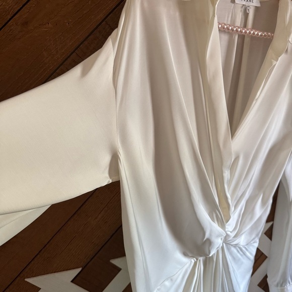FRAME Revolve Twisted Wrap Shirt dress in Off-White size S - Picture 11 of 16